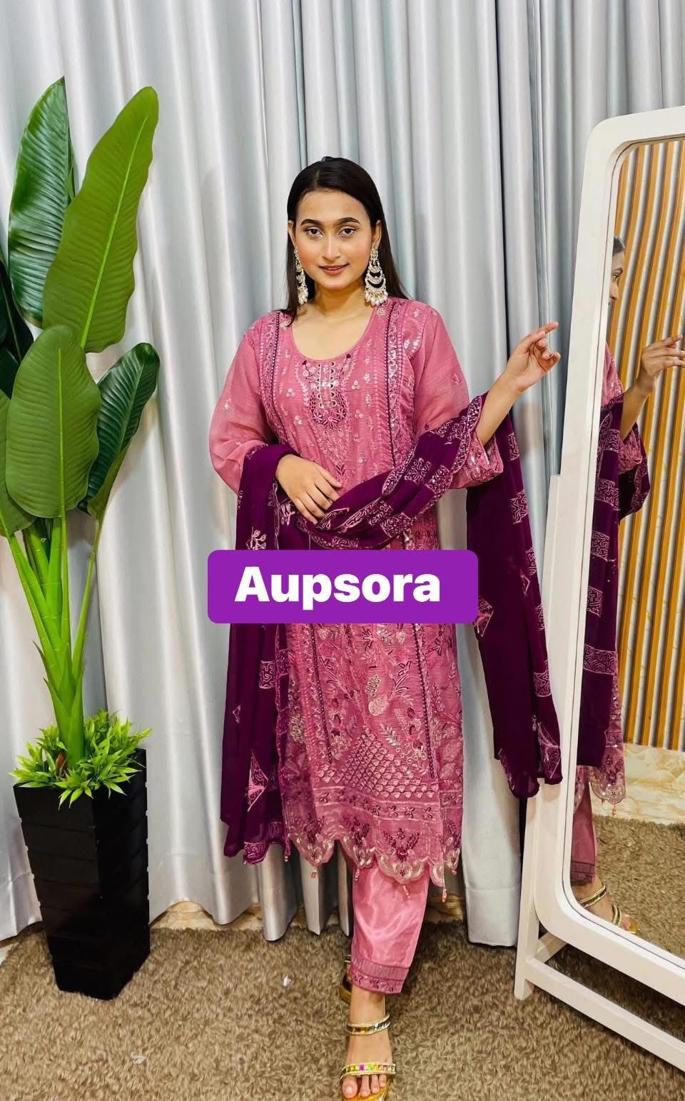 Pink  Deep Purple  Salwar Kameez Set