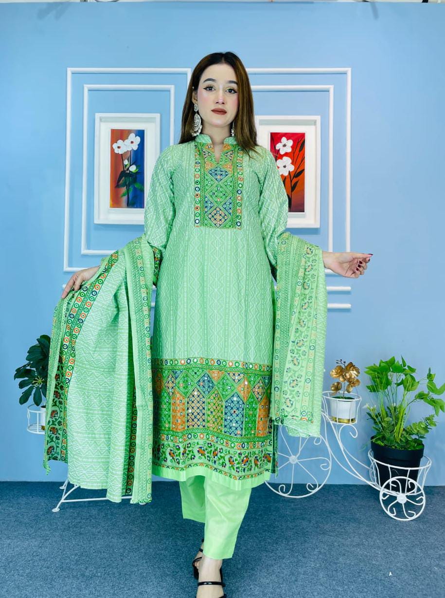 প্রিমিয়াম সুতি থ্রি পিস